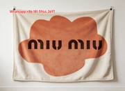 Miu Miu Coral Orange Cloud Shape Logo Printed Flannel Sofa Throw Blanket IMG_0484